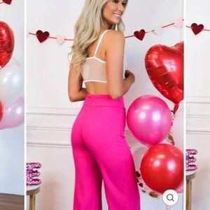 Pink high waisted wide pants size large